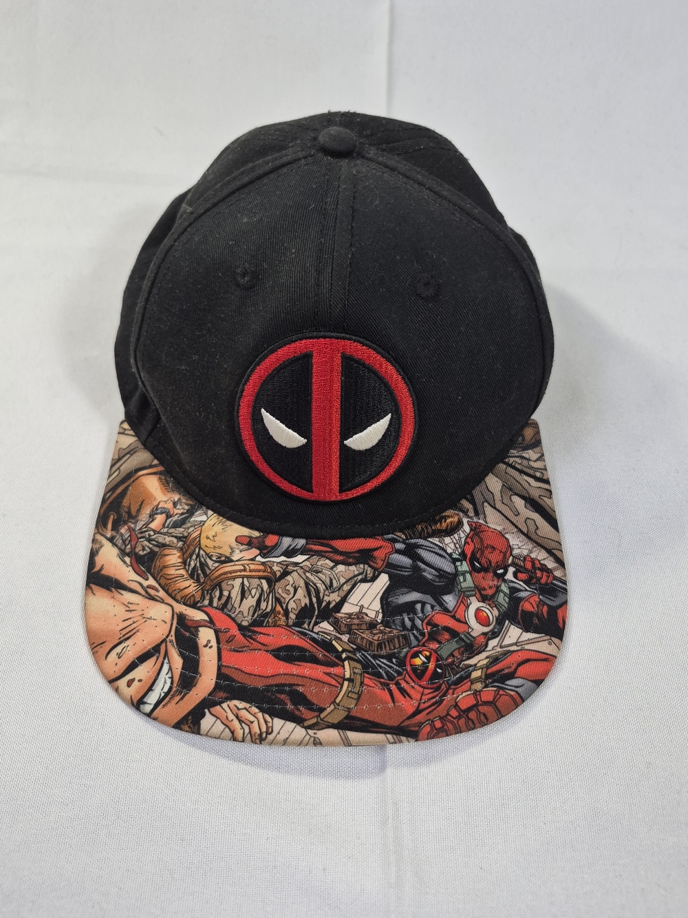 Marvel Deadpool Black & Red Snapback Hat with Comic Visor